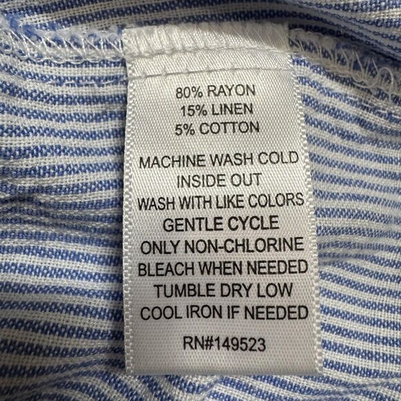 Alex & Jordan Shorts Womens Small Blue White Seersucker Rope Belt Linen Blend - Picture 6 of 10